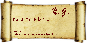 Murár Géza névjegykártya